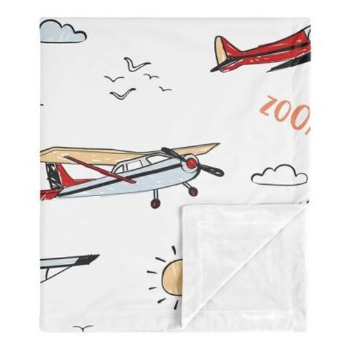 Sweet Jojo Designs Boy Baby Security Blanket Airplane Red Blue and White