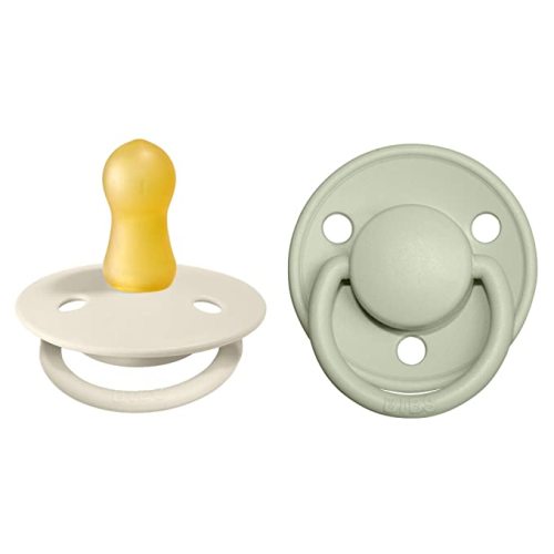 BIBS Pacifiers - De Lux Collection | BPA-Free Baby Pacifier | Made in Denmark | Set of 2 Ivory/Sage Color Premium Soothers | Size 0-6 Months