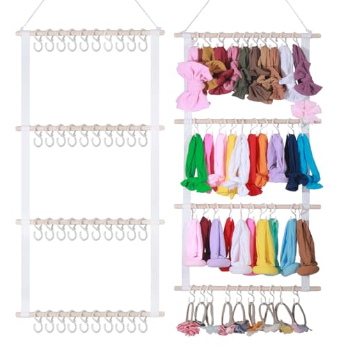 YOcity Bow Holder for Girls Hair Bows-Headband Holder for Girls Baby Head Bands Hair Accessories Organizer Storage Wall Hanging Decor for Nursery Toddler Girls Room(White)