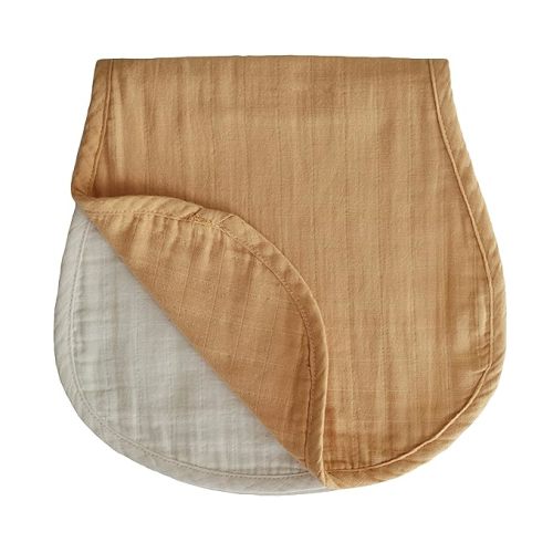 mushie Muslin Baby Burp Cloths | 100% Organic Cotton, Set of 2 (Fall Yellow/Fog)