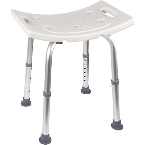 Classic Shower Chair for Inside Shower, Adjustable Lightweight Alloy Aluminum Shower Bench, Tool-Free Assembly Shower Stool, Shower Seat for Elderly and Disabled, Certified 300 lbs Load, White