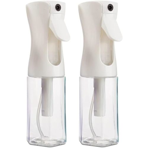 2 Pack Continuous Mist Spray Bottle – Ultra Fine Mist for Hair Styling, Salon Use, and Versatile Applications – Ideal for Plants, Cleaning, and Travel – 5 oz Clear Octagon Shape Empty Bottle