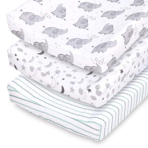 The Peanutshell, Changing Pad Cover, 16"x32" 3pk, Celestial Elephant