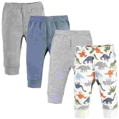 Touched by Nature Baby and Toddler Boy Organic Cotton Pants 4pk, Bold Dinosaurs, 12-18 Months