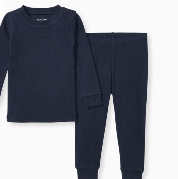 Solid Rib Organic Cotton Two-Piece Pajamas - Midnight – Burt's Bees Baby