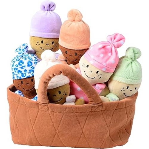 Creative Minds Basket of Babies Soft Baby Dolls, Sensory Toys, Multicultural, Diversity, Inclusion and Social Emotional Learning, Baby Toys for All Ages, Set of 6 Plush Dolls, Multicolor
