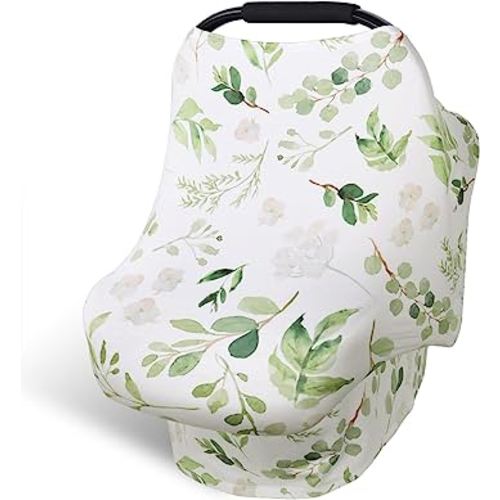 Nursing Cover Breastfeeding Scarf, Car Seat Covers for Babies Infant Carseat Canopy, Stretchy Soft Breathable Multi-Use Cover Ups for Stroller High Chair Shopping Cart, Baby Essentials for Summer