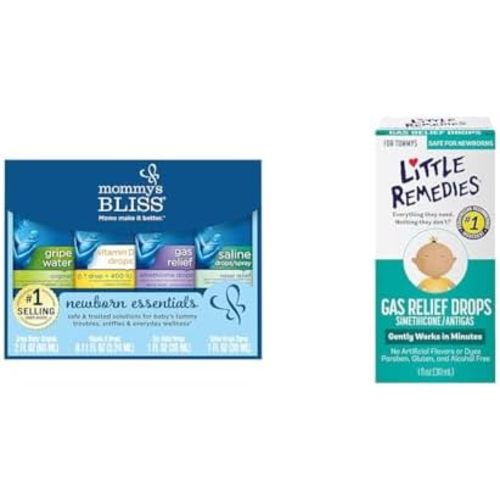 Mommy's Bliss Newborn Essentials Gift Set, Includes Gripe Water, Baby Vitamin D/Gas Drops and Gentle Saline Drops/Spray