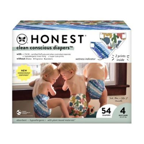 The Honest Company Clean Conscious Disposable Diapers - Tye Die For & Cactus Cuties - Size 4 - 54ct