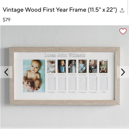 Vintage Wood First Year Frame (11.5" x 22")