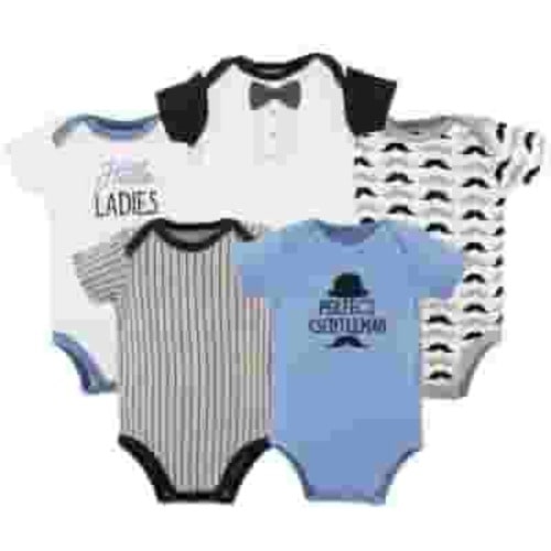 Hudson Baby Unisex Short Sleeve Body Suits, 5-pack, Sizes Preemie-24 Months