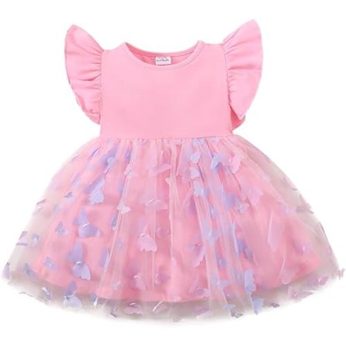 Baby Girl Butterfly Dress Tutu Ruffle Sleeveless Dresses Photograph Party Outfits Birthday Gift