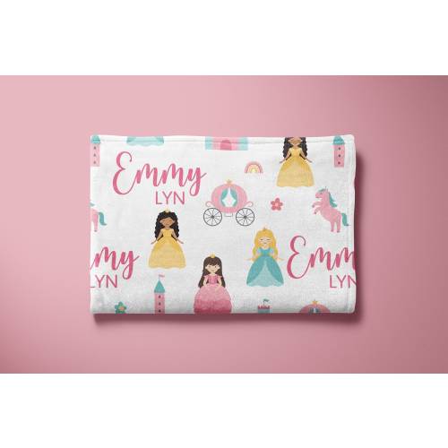 Princess Name Blanket, Personalized Princess Blanket, Name Blanket for Girl, Princess Nursery Decor, Gift For Baby Girl, Unicorn Blanket