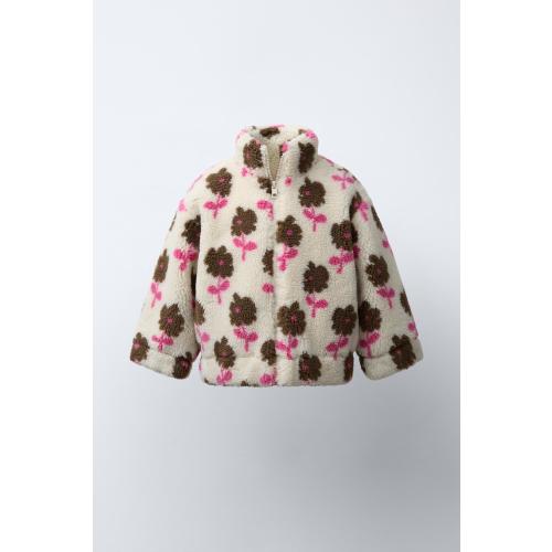 FLORAL FAUX SHEARLING JACKET - Ecru | ZARA United States