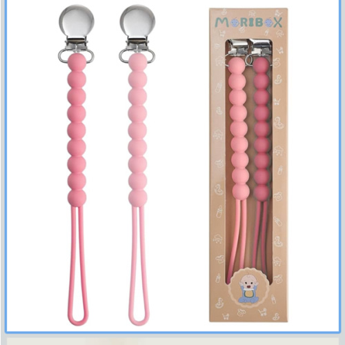 Pacifier Clips Baby Girls - MORIBOX Paci Clip Soothe Baby Binky Holder for Shower Birthday Gift 2 Pack