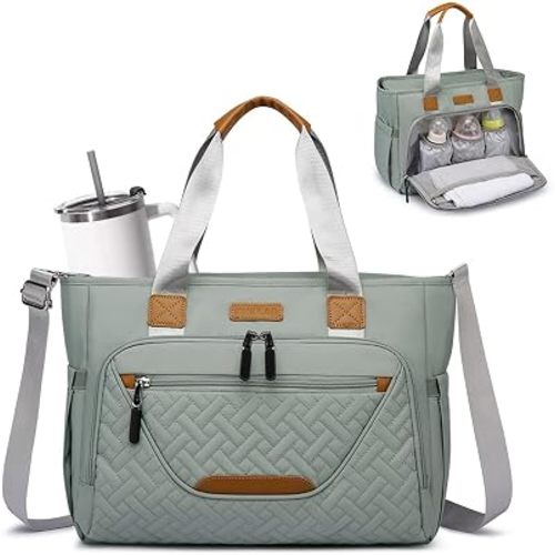 FHELAD Diaper Bag Tote, Large Tote Diaper Bag with Luggage Strap, 14 Pocket