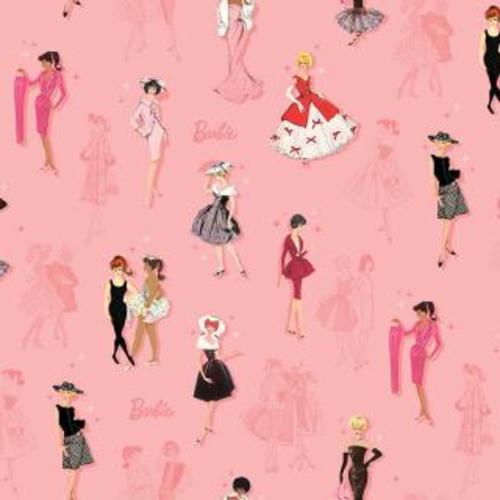 Vintage Barbie Crib Sheet: Pink Cotton, Riley Blake Design
