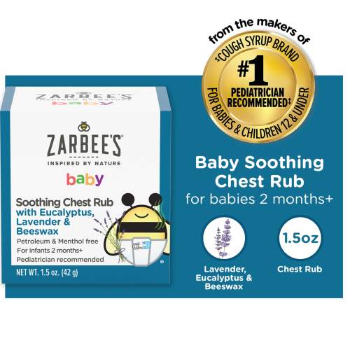 Zarbee's Baby Soothing Chest Rub Topical, Eucalyptus, Lavender & Beeswax, 1.5 oz
