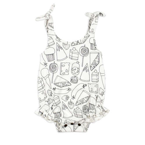 Organic Ruffle Bodysuit in Snacks – L'ovedbaby