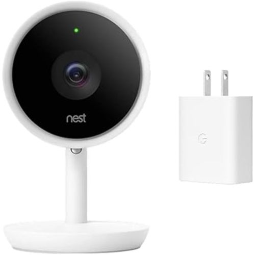 Google Nest Cam IQ Indoor 1080P HD Home Security Camera A0053 NC3100-US w/ 30W Adapter, Wi-Fi, Night Vision, 2-Way Audio, Motion Alerts, Surveillance, Works Assistant