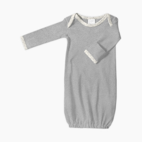 SwaddleDesigns Cotton Knit Long-sleeve Pajama Gown with Mitten Cuffs - Heathered Gray, Newborn (0-3 Months)