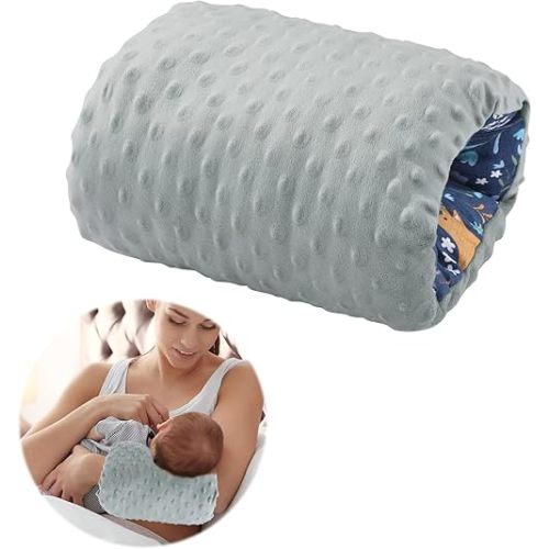MABOZOO Arm Pillow for Feeding Baby,Flower Print Cozy Cradle Arm Pillow Soft Cotton Bottle Feeding Pillows for Newborn,Double-Sided Available (Dark Blue)