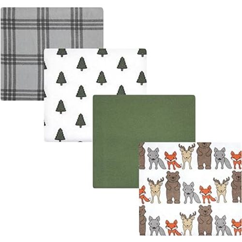 Hudson Baby Unisex Baby Cotton Flannel Receiving Blankets, Wild Forest, One Size