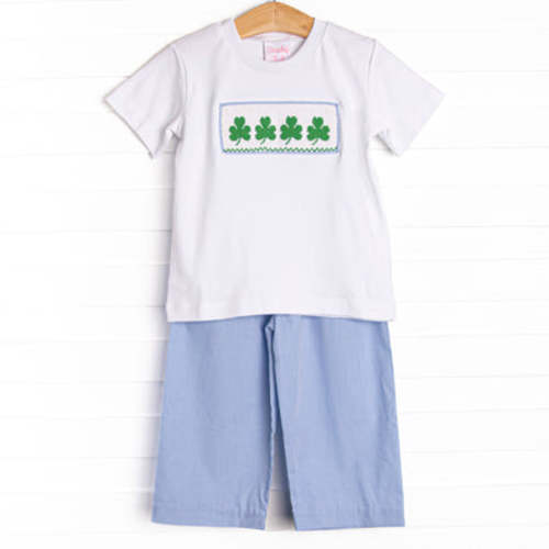 Lucky Me Smocked Pant Set, Blue – Stitchy Fish