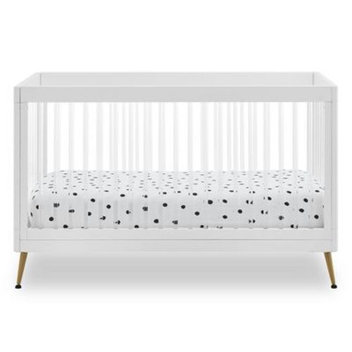 Delta Children Sloane 4-in-1 Acrylic Convertible Crib - Greenguard Gold Certified - Bianca White/bronze