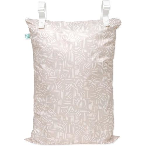 Bumkins Waterproof Hanging Wet Bag Large for Baby, Laundry, Dirty Clothes, Travel, Swim Suit, Cloth Diapers, Pool, Towels, Daycare, Beach, Zip Reusable Bag, Wetdry Vacation Packing, XL Boho Beige