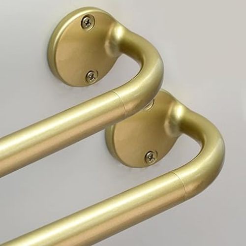 Blackout Wrap Around Curtain Rod 120-150, 3/4" Curtain Rods for Windows Adjustable, Heavy Duty Telescoping Drapery Rods for Bedroom, Living Room, Kitchken, Gold, 2 Packs