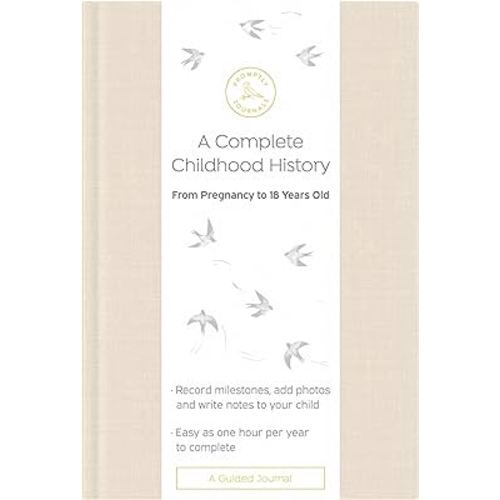 Promptly Journals, A Complete Childhood History: From Pregnancy to 18 Years Old (Sand, Tan, Linen) | Baby Book and Pregnancy Journal | Baby Memory Book