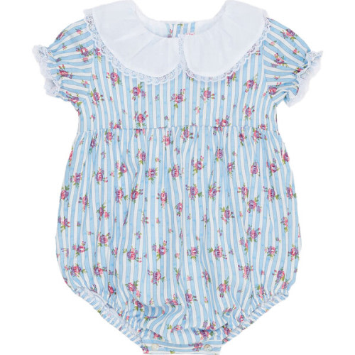 Marina Baby Girl Romper, Blue - La Coqueta | Maisonette