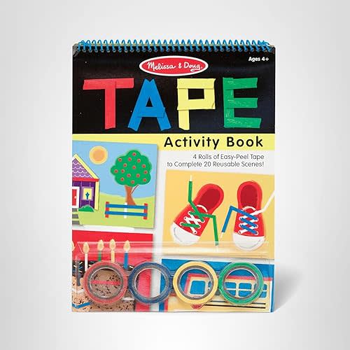Melissa & Doug Tape Activity Book: 4 Rolls of Easy-Tear Tape and 20 Reusable Scenes