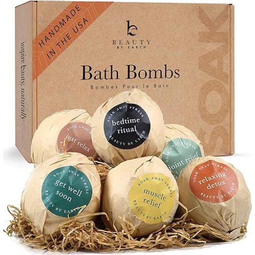Bath Bombs Gift Set - USA Made with Organic & Natural Ingredients, Mothers Day Gifts for Mom & Wife, Relaxing Spa Gifts for Women & Men