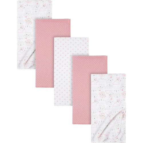Gerber Baby Girls 100% Cotton Flannel Receiving Blankets, 5-Pack