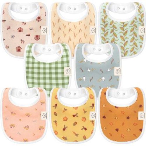 Keababies 8pk Organic Baby Bibs For Boy, Baby Drool Bib For Baby Boys And Girls, Newborn Teething Bibs (sweet Charm)