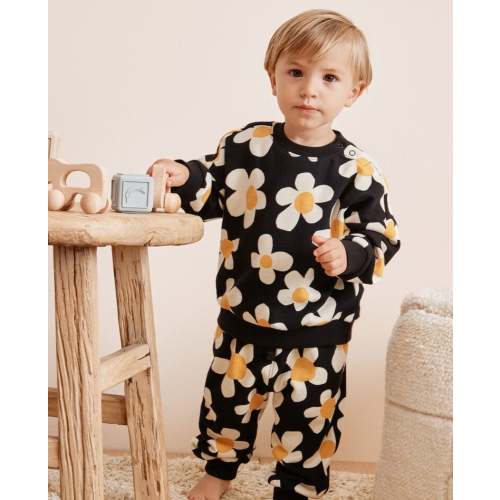 “Daisy Black” Baby Oversized French Terry Sweatshirt & Sweatpants Set | Hanna Andersson