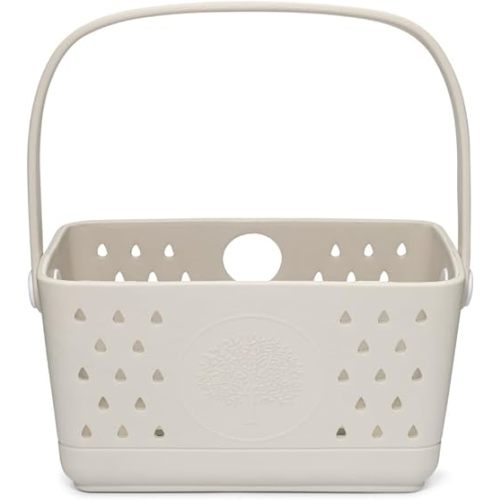 Parker Baby Bath Caddy | BPA Free & Food Grade Shower Caddy Organizer for Toys & Supplies | Quick-Dry, Sturdy & Perfect Size Shower Basket w/Handle in Neutral Colors