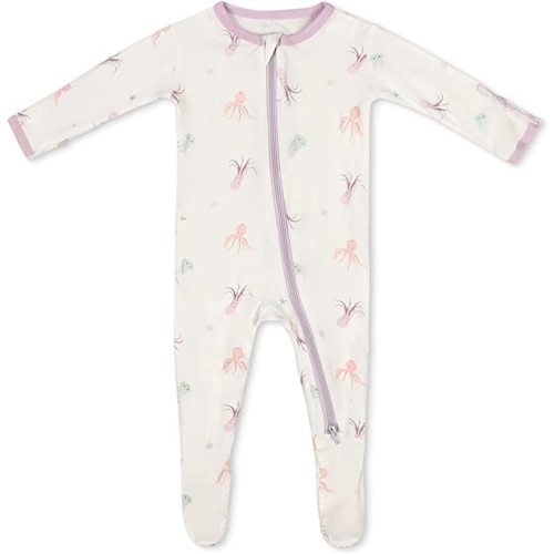 Bamboo Little Soft Baby Bamboo Footie Pajamas, Zipper Closure, 0-24 Months - 0-3 Months - Octopus