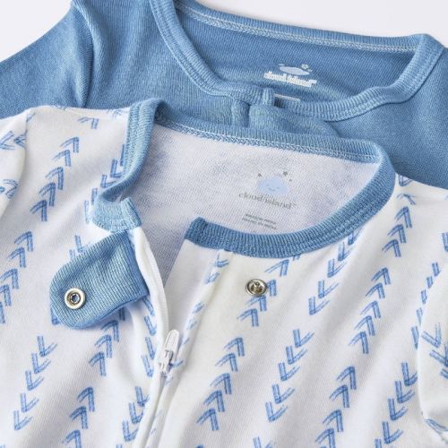 Baby Boys' 2pk So Very Soft Modal Blend Sleep N' Play - Cloud Island™ Light Blue Newborn: Footed Pajamas, Two-Way Zipper