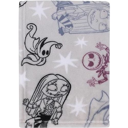 Disney Nightmare Before Christmas Gray, Purple, and White Super Soft Baby Blanket