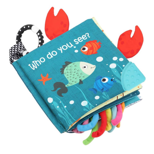 Fish Baby Books Toys, Touch Feel Cloth Crinkle Books for Babies