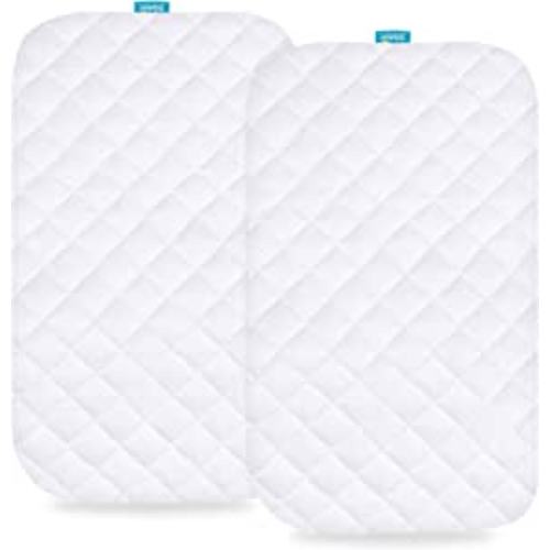 Waterproof Bassinet Mattress Pad Cover Compatible with ANGELBLISS Baby Bassinet, 2 Pack, Ultra Soft Viscose Made from Bamboo Terry Surface, Breathable and Easy Care