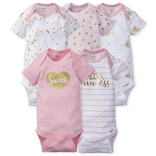 Gerber Baby-Girls 5-Pack Short Sleeve Variety Onesies Bodysuits