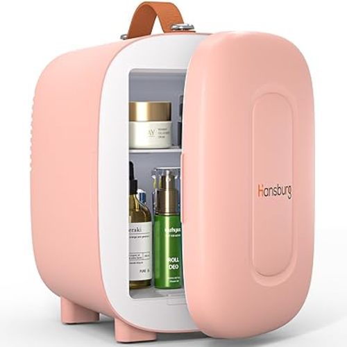 Mini Fridge for Bedroom Skincare Cooler & Warmer Portable Small Refrigerator 4 Liter/6 can with 12v AC/DC/USB Option for Food, Drinks, Makeup, Dorm, Office and Car