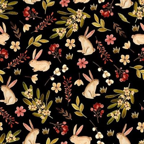 Rabbit Wallpaper Black Floral Forest Peel and Stick Wallpaper for Bedroom Vintage Dark Wildflowers Animal Contact Paper for Cabinet Shelf 12"x 118" Removable Self Adhesive Vinyl Wall Paper