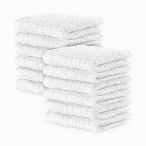 6-Layer Muslin Baby Washcloths Set - White