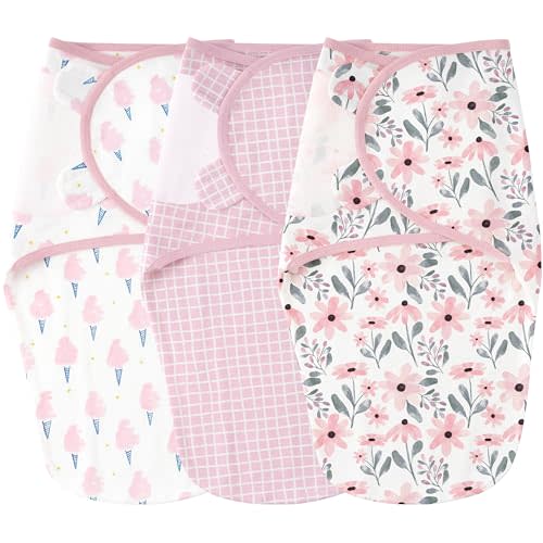 Yoofoss Baby Swaddles for Newborns 100% Cotton, Adjustable Swaddle 0-3 Months 3 Pack Newborn Swaddle Sack, Breathable Soft(Small)