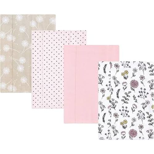 Hudson Baby Unisex Baby Cotton Flannel Burp Cloths, Dandelion Wish, One Size